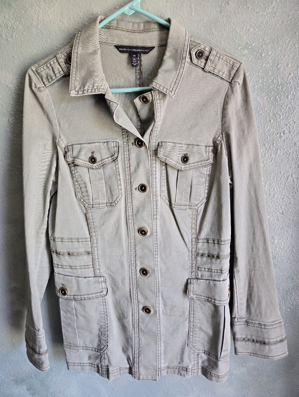 White House Black Market - Blazer Utility Jacket Coat - Green - Women's Size 10